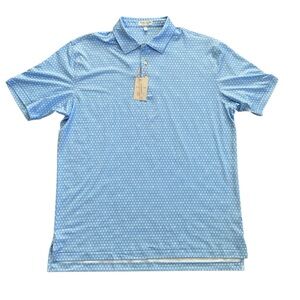 Peter Millar Polo Shirt Summer Comfort Mens Blue Skull Print Golf Size Large